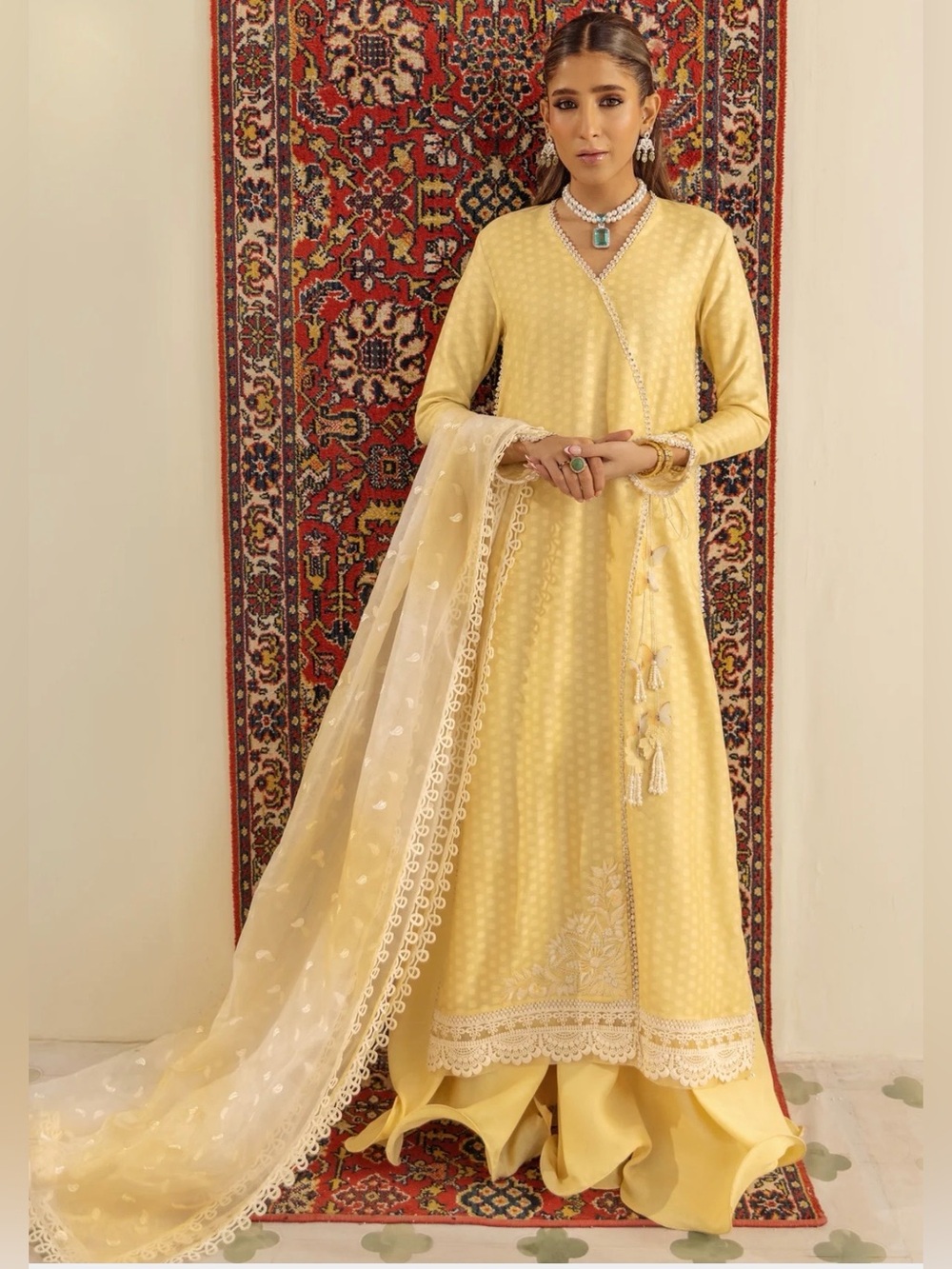 Pakistani Designer Zainab Zulfiqar- Yellow Traditional Anarkali Set Eid outfit